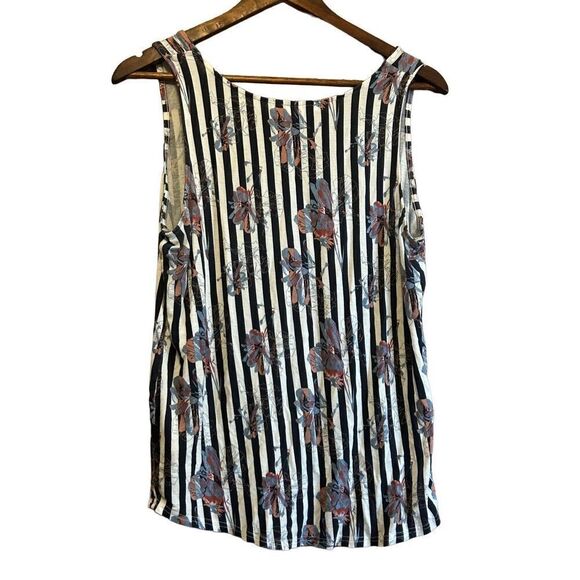 Makana Floral Striped Sleeveless Top Tank Blouse Casual Summer - Picture 5 of 5